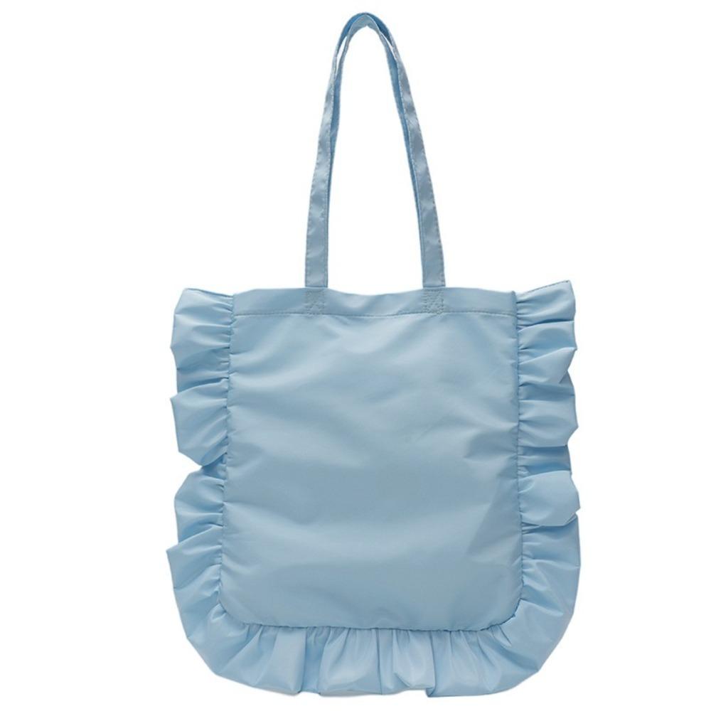 Elegant Vintage Women Tote Bags Ruffles French Style Shoulder Bag Large Capacity Handbag синий