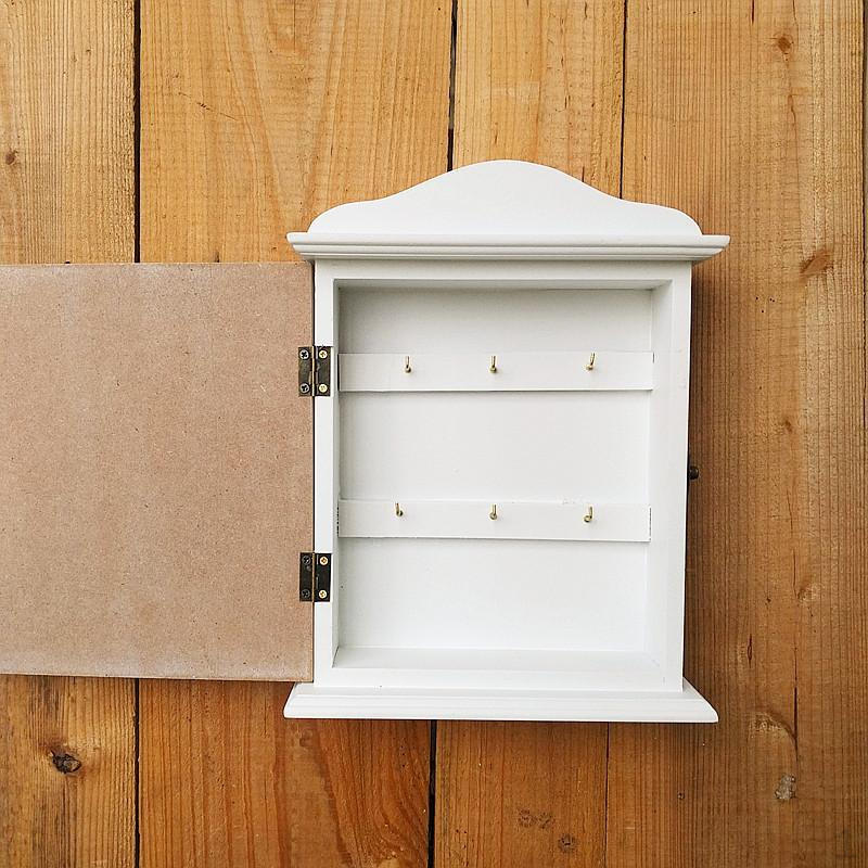 Key Cabinet Wall Mounted Storage Rustic Wooden Box for Doorway Office Living Room Decor