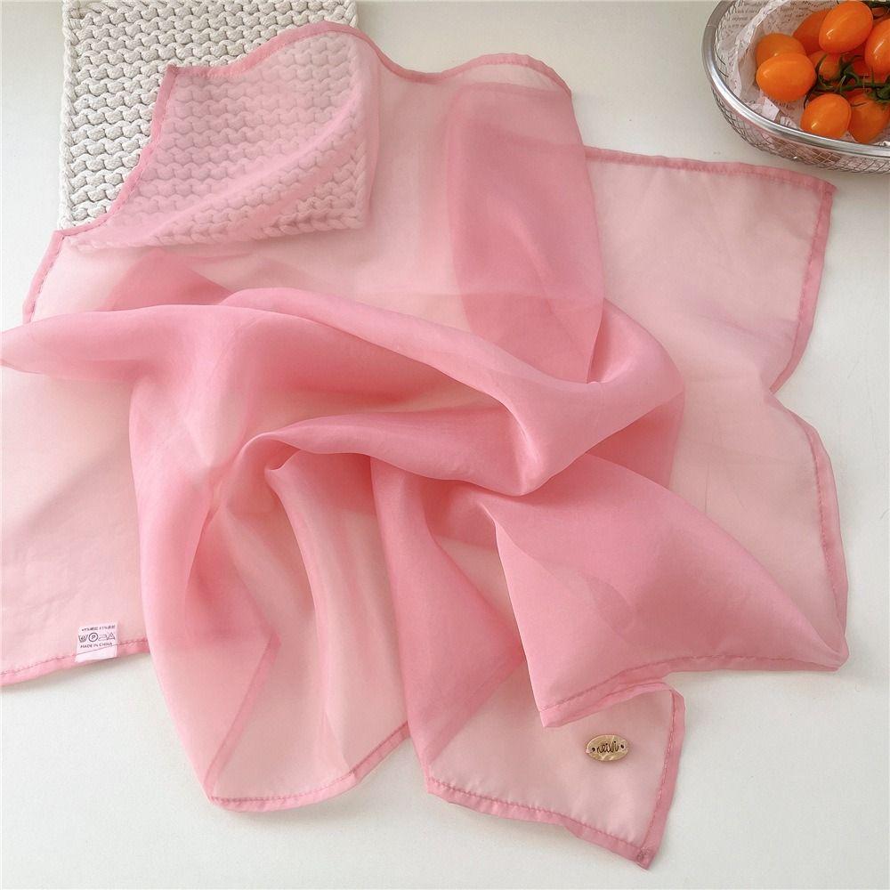 Transparent Cotton Linen Scarves Solid Color Square Handkerchief Small Square Scarf  Beach
