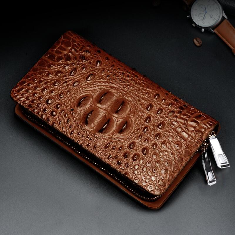 

Men s High-End Crocodile PU Leather Clutch: Large Capacity Wallet & Multifunctional Card Holder коричневый