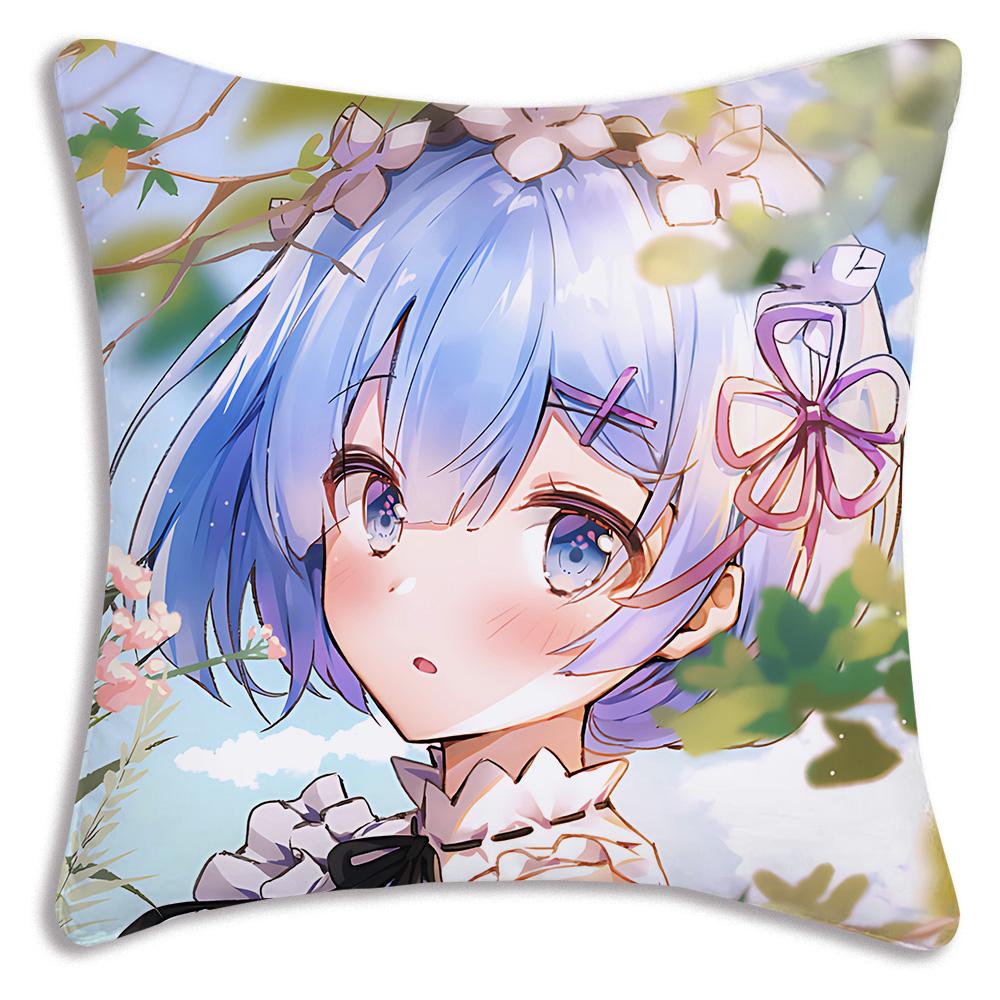Re:Life Different World Zero Rem Pillow Covers Cartoon Sofa Decorative Home Double-Sided Printing Short Plush Cute Cushion Cover