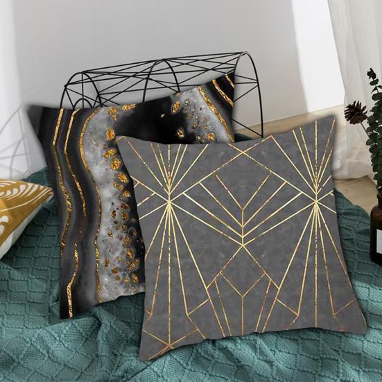 Charming Cushion Cover Wrinkle Free Dustproof Polyester Geometric Printed Cushion Throw Cover Furniture Accessories