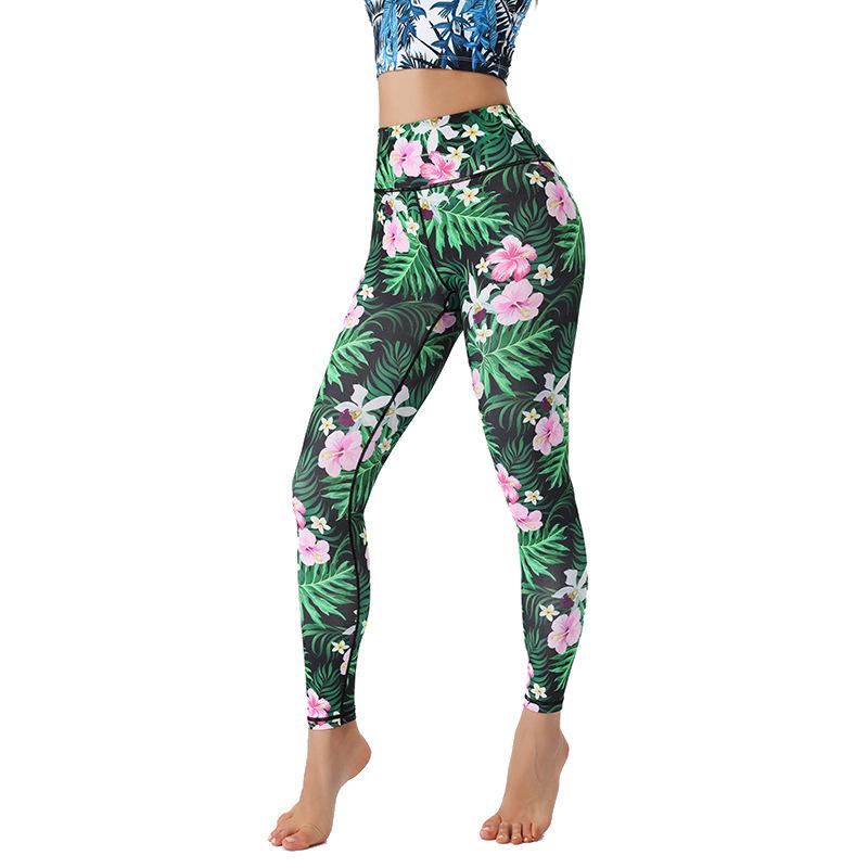 New Arrival Yoga Trousers with Floral Print Leggings High-Waisted, Form-Fitting, Buttock-Lifting Sports Fitness Trousers