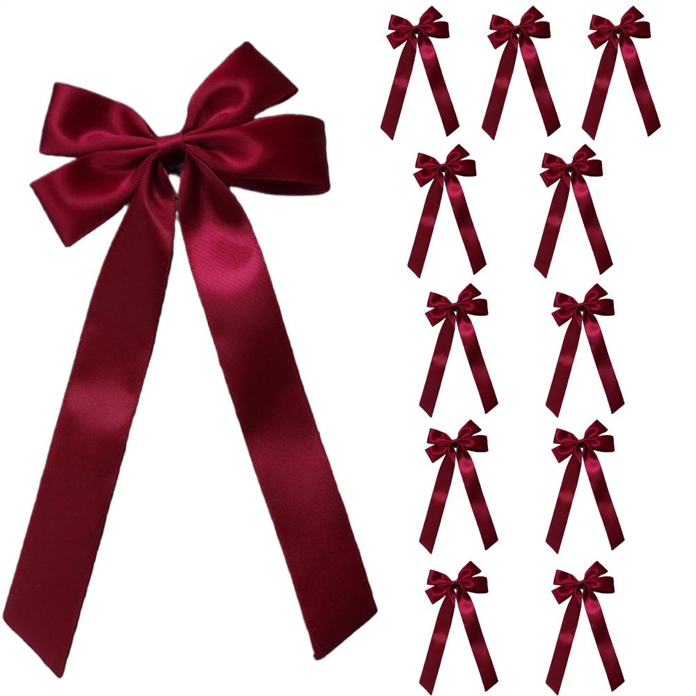 

Bows For Christmas Tree 4.53x7.28 Inches Reusable Decoration 12-Pieces Christmas Bow Decorations For Wrapping Holiday Outside вино красного