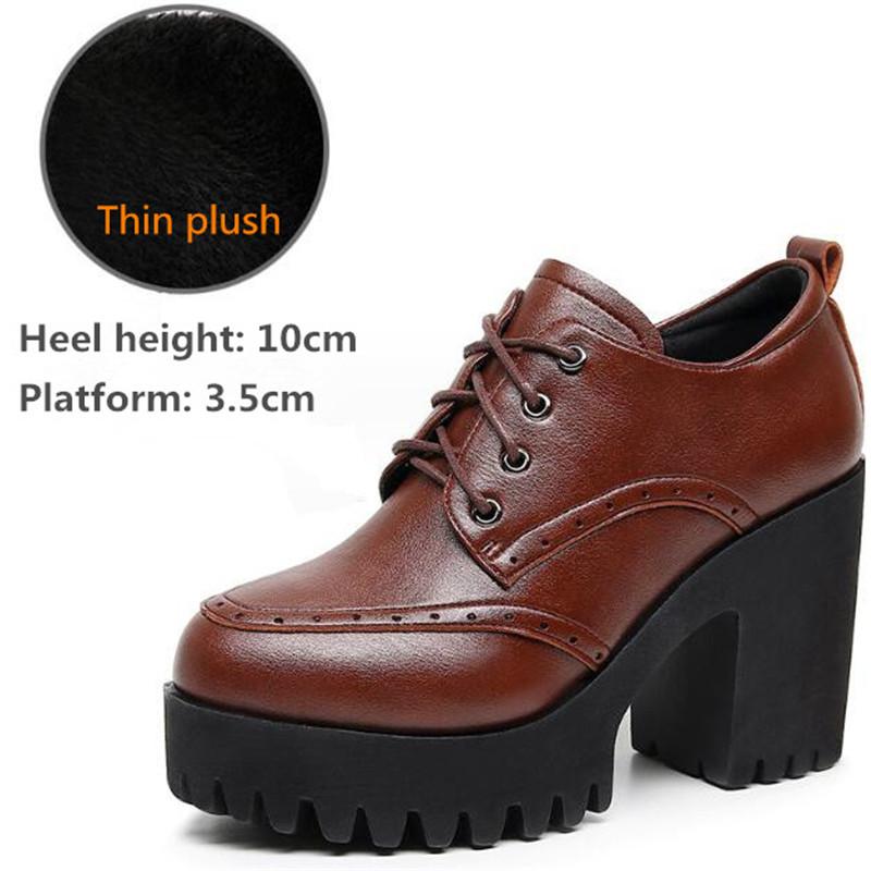 New Women Pumps Shoes Size 32-43 Deep Mouth  Women Oxfords Fall Winter Plush Thick High Heel Shoes Platform Pumps Office