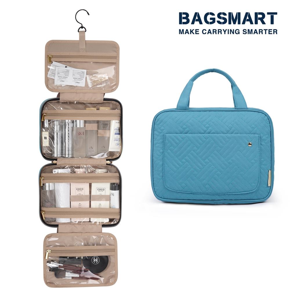 BAGSMART Toiletry Bag with Hanging Hook Water-resistant Makeup Bag Travel Organizer for Shampoo Full Sized Container Toiletries