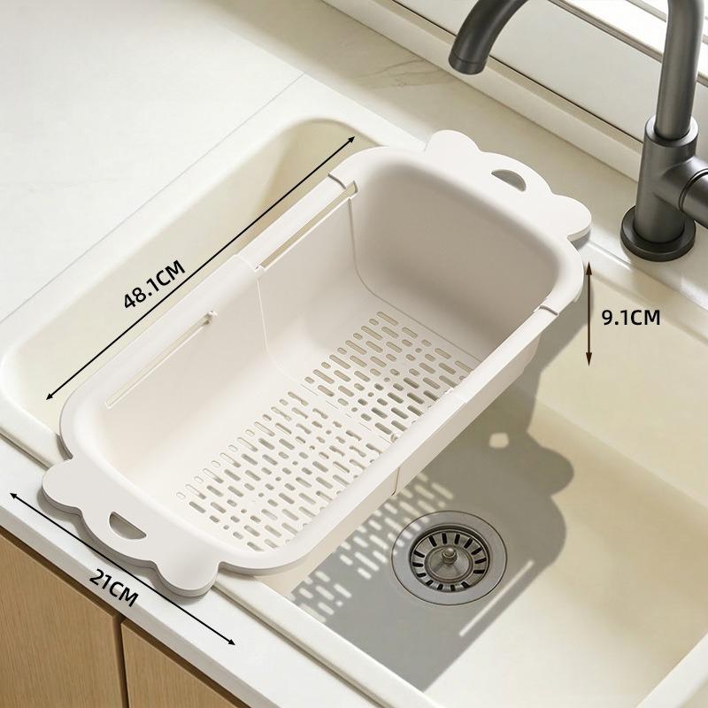 Dopamine Telescopic Washing Basin Drain Basket Multi-functional Household Kitchen Vegetable Dehydration Basket белый