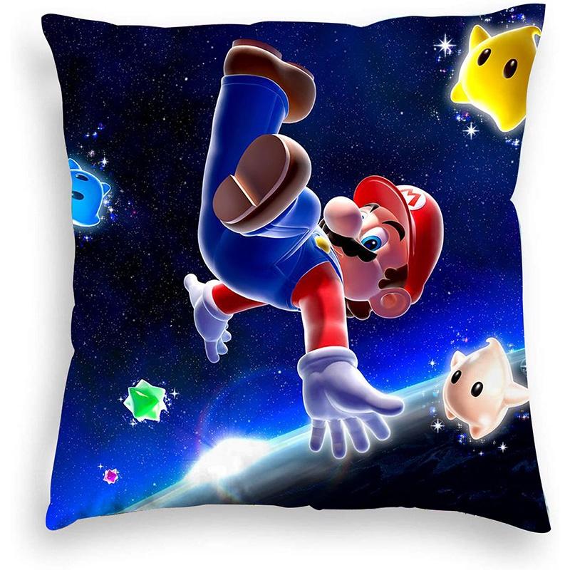 Super Mario Kissenbezug Mario-Themen Kissenbezug aus kurzem Plüsch Für Autodekoration Wohnzimmerdekoration 45*45cm