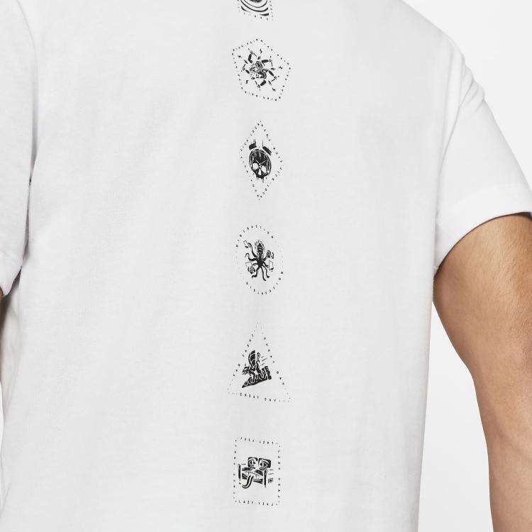 Nike Dri-FIT Logo Print Round Neck Short Sleeve T-Shirt Men Tops White CT6474-100