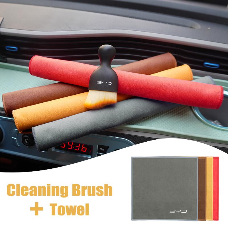 Car Cleaning Brush Tool Towel Car Emblem Dust Dry Cloth For BYD Tang Han EV Yuan Song PRO DMI Qin Dolphin Seal Seagull Accessory
