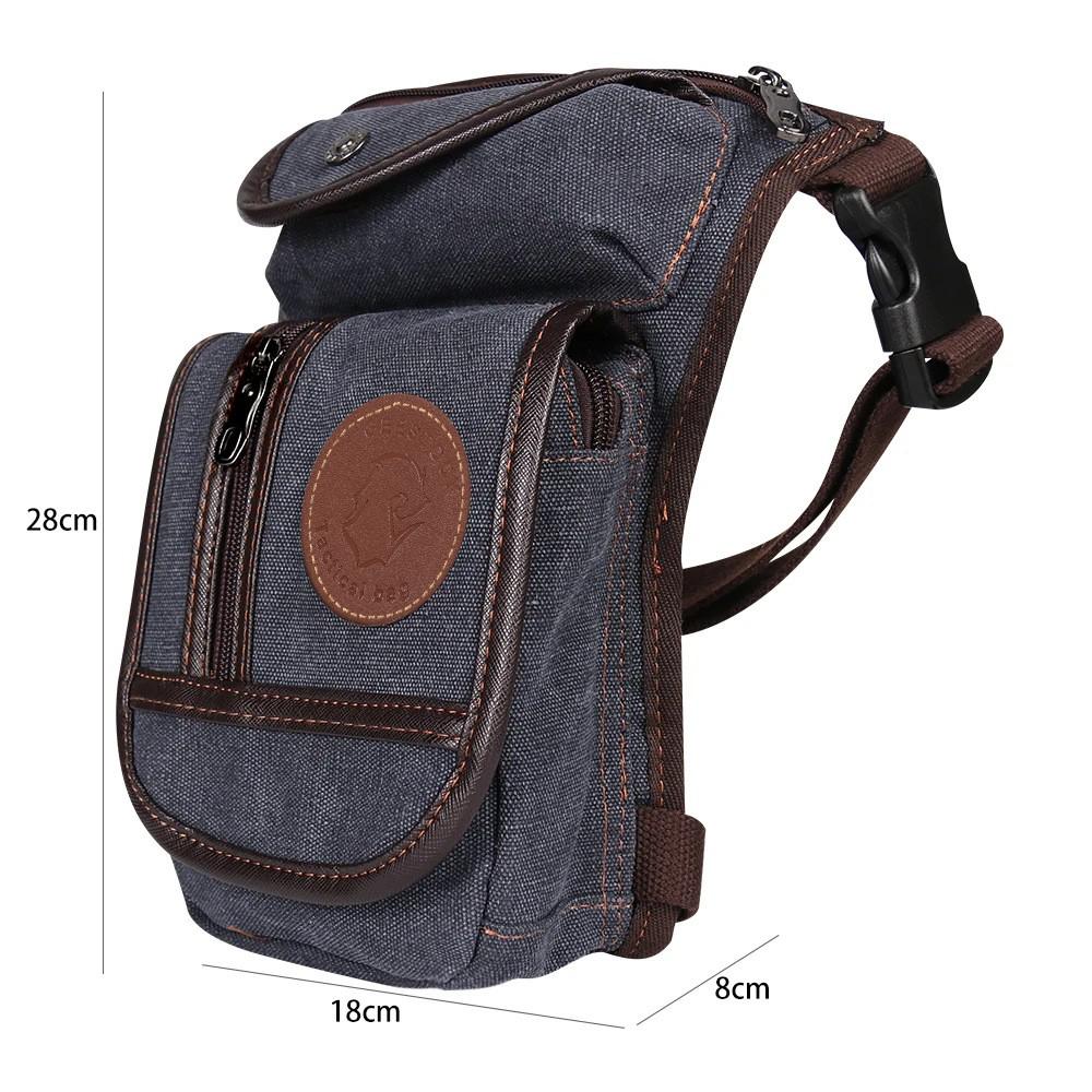 Men's Motorcycle Bag Waterproof Portable Canvas Motorcycle Drop Leg Bag Multifunctional Outdoor Sport Riding Waist Shoulder Bag