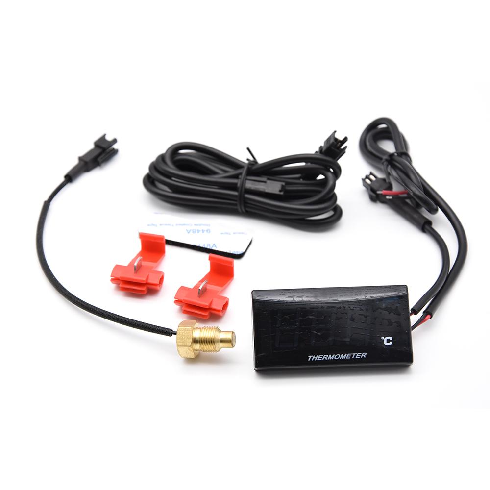 Motorcycle Instrument 0~120 Celsius Water Temperature Gauge with Water Temp Joint Pipe Sensor 16-22mm Motor Dashboard 12V