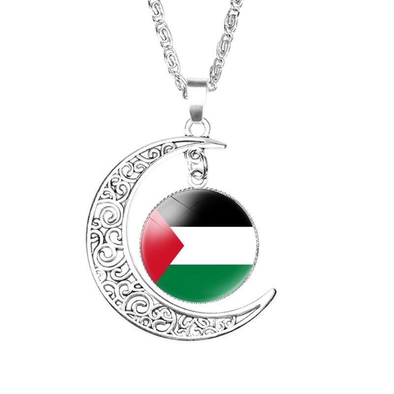 Flag Moon Palestine Pendant Necklace Woman Fashion Accessories Presents Girl
