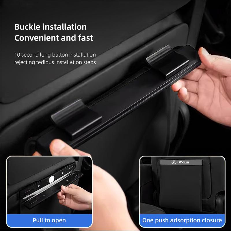 FIQK8 For Lexus IS250 RX350 LX570 LX600 GX470 RX330 Seat Back Storage Bag Magnetic Open PU Leather Garbage Trash Bin Pocket Organizer