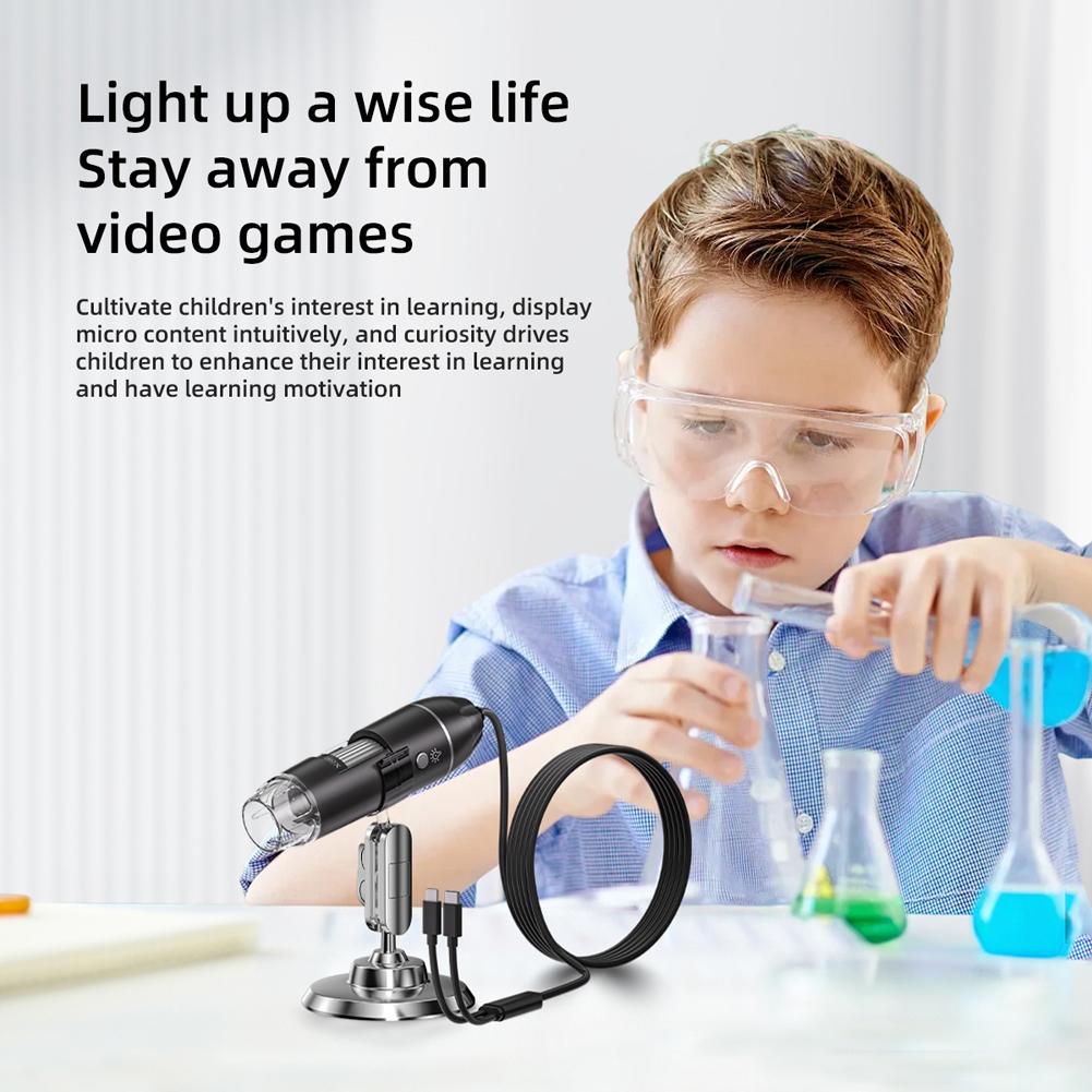 1600X Digital Microscope with Stand Zoom Digital Microscope Optical Microscope for Jewelry Appraisal Video for IOS Android