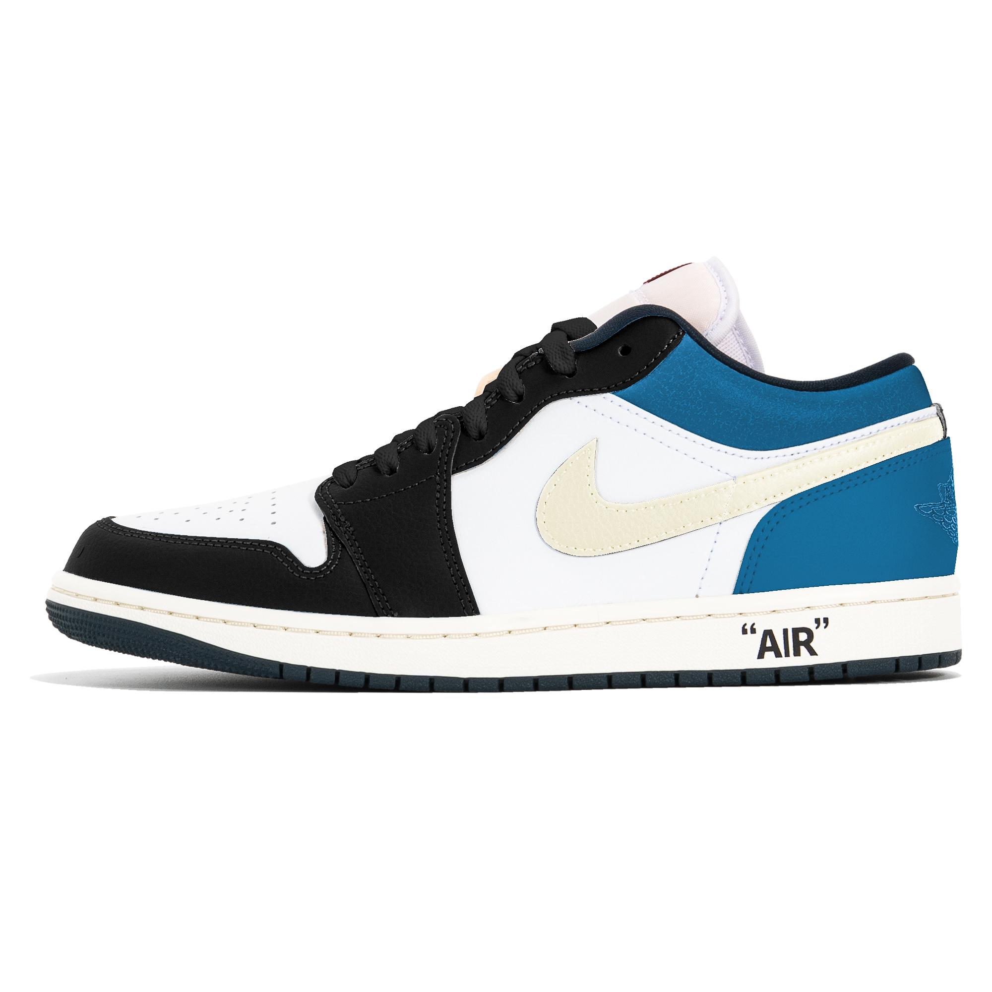 

Jordan Air Jordan 1 Basketball Shoes Men s Low Top Black White Blue HM3711-144(TeamP- ) 44