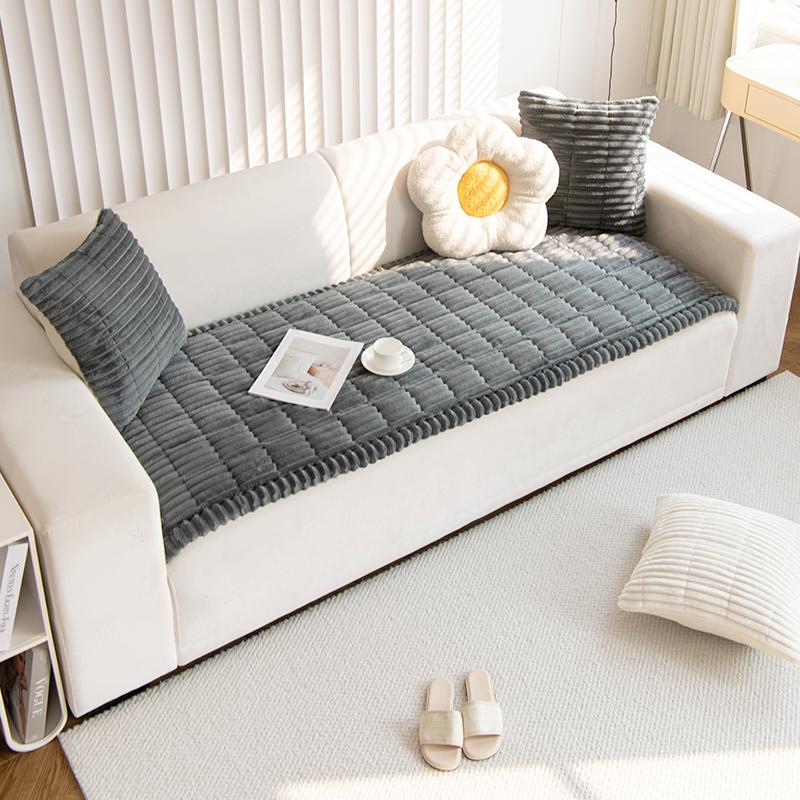 Gedämpftes Brot Sofakissen Verdickter Herbst und Winter Neue Winter Antislip Massivholz Kissen Leder Sofabezug