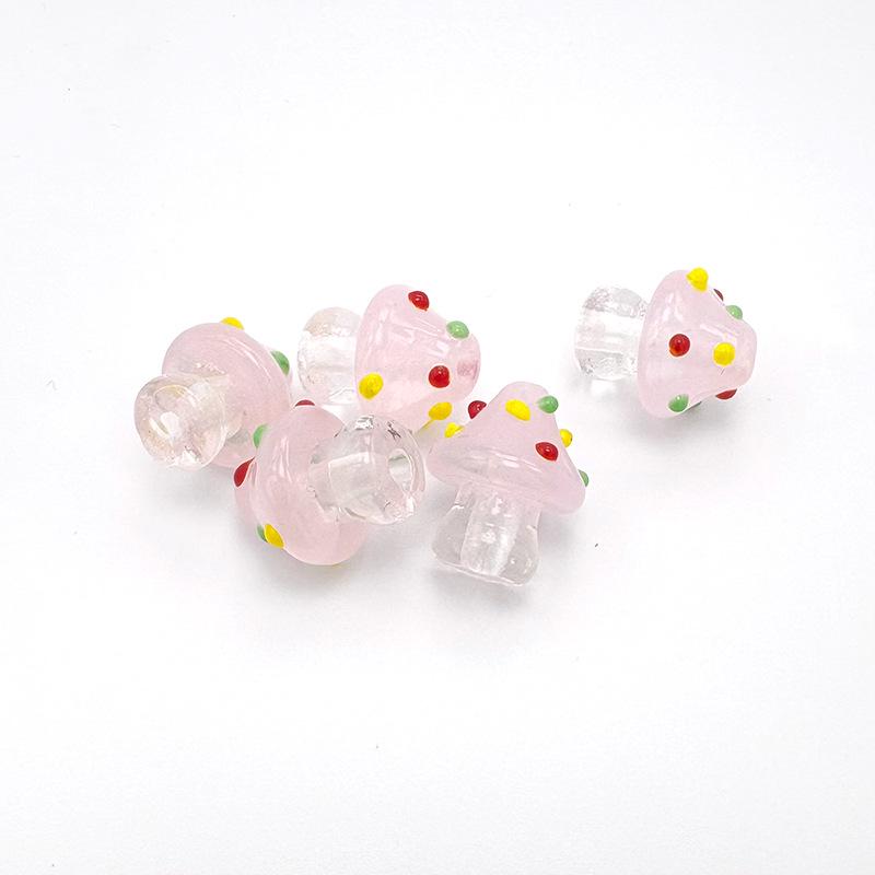 Red Umbrella Poisonous Mushroom Glass Beads for DIY Jewelry: Handmade Lampwork Beading Materials for Bracelets and Necklaces.
