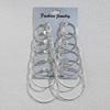 6 Pairs Big Hoop Earrings Set, Gold & Silvery Metal Round Circle Earrings, Hyperbole Minimalist Daily Jewelry for Women