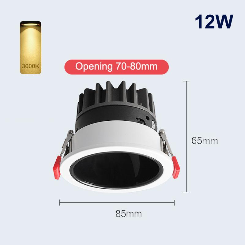 Recessed Aluminum Cob Led Downlights 7W 10W 12W Led Ceiling Lamp Led Spot Lights Background Lamp Indoor Lighting 110V/220V