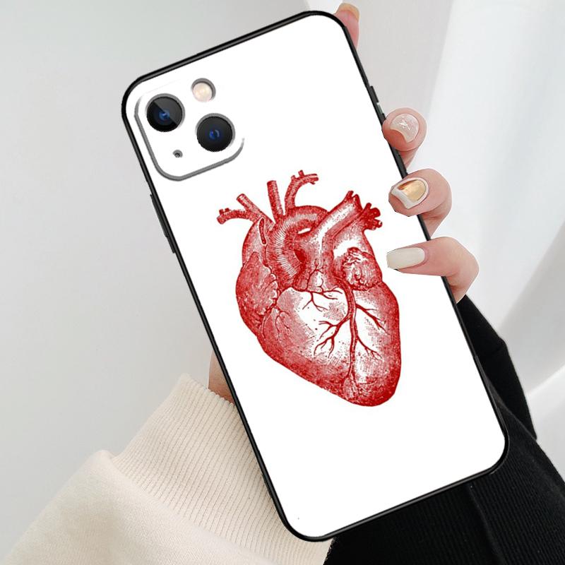 Human Heart Anatomy Phone Case For iPhone 17 Pro Max 14 13 12 11 15 16 Pro Max mini 16 15 Plus 16e 17 Air Cover