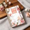 Flower Theme Cover 3-Year Plan Book Spiral Bound Multi-Year Agenda Notepad  School Supplies
