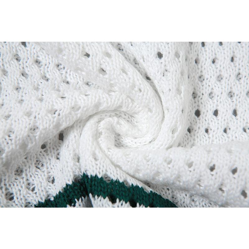 Sommer Damenmode Hohl Revers Top Hohe Taille Shorts Strick Casual Anzug