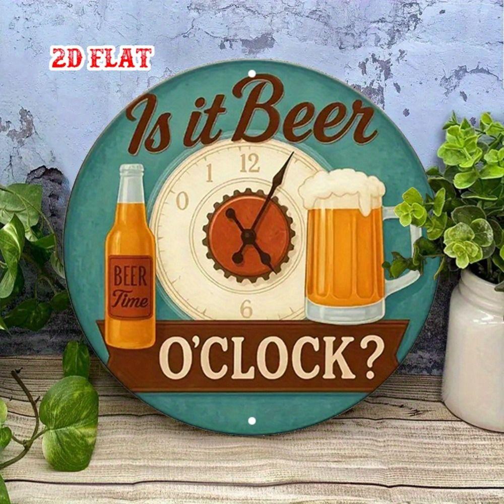 Round Metal Tin Sign Beer Culture Wall Art Bar Decor 20x20cm