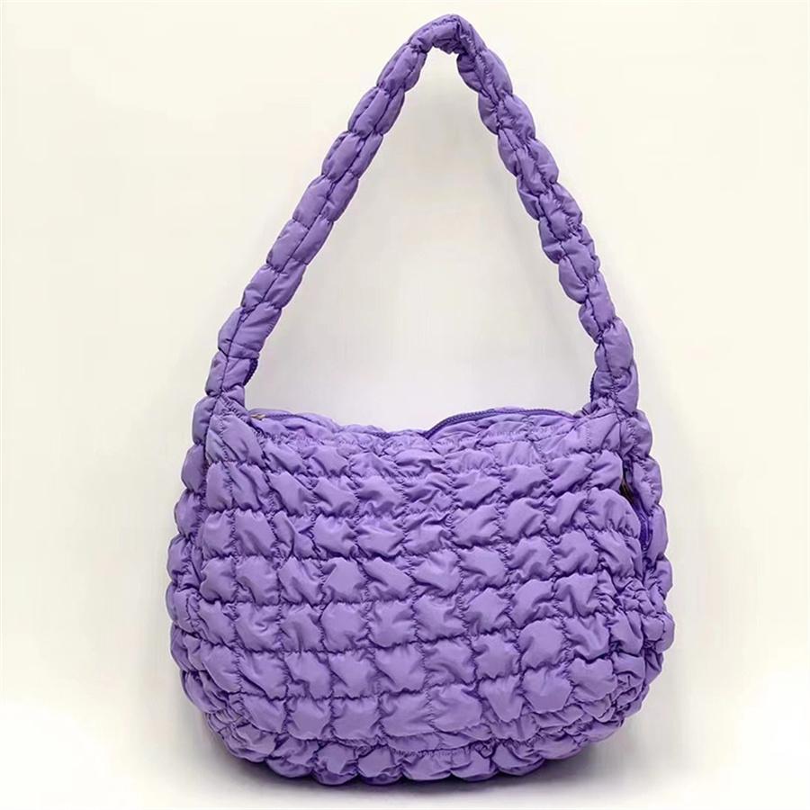 Y2K Style Casual Ruched Oversized Women Shoulder Bags  Quilted Padded Crossbody Bag Large Capacity Nylon Tote Big Shopper Purses