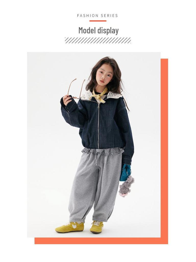 Korean Style Kids' Loose Denim Hooded Jacket - 2025 Autumn Collection