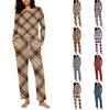Women's Casual Loose Fit Printed Pajama Set with Round Neck, Two Piece Sleepwear for Home and