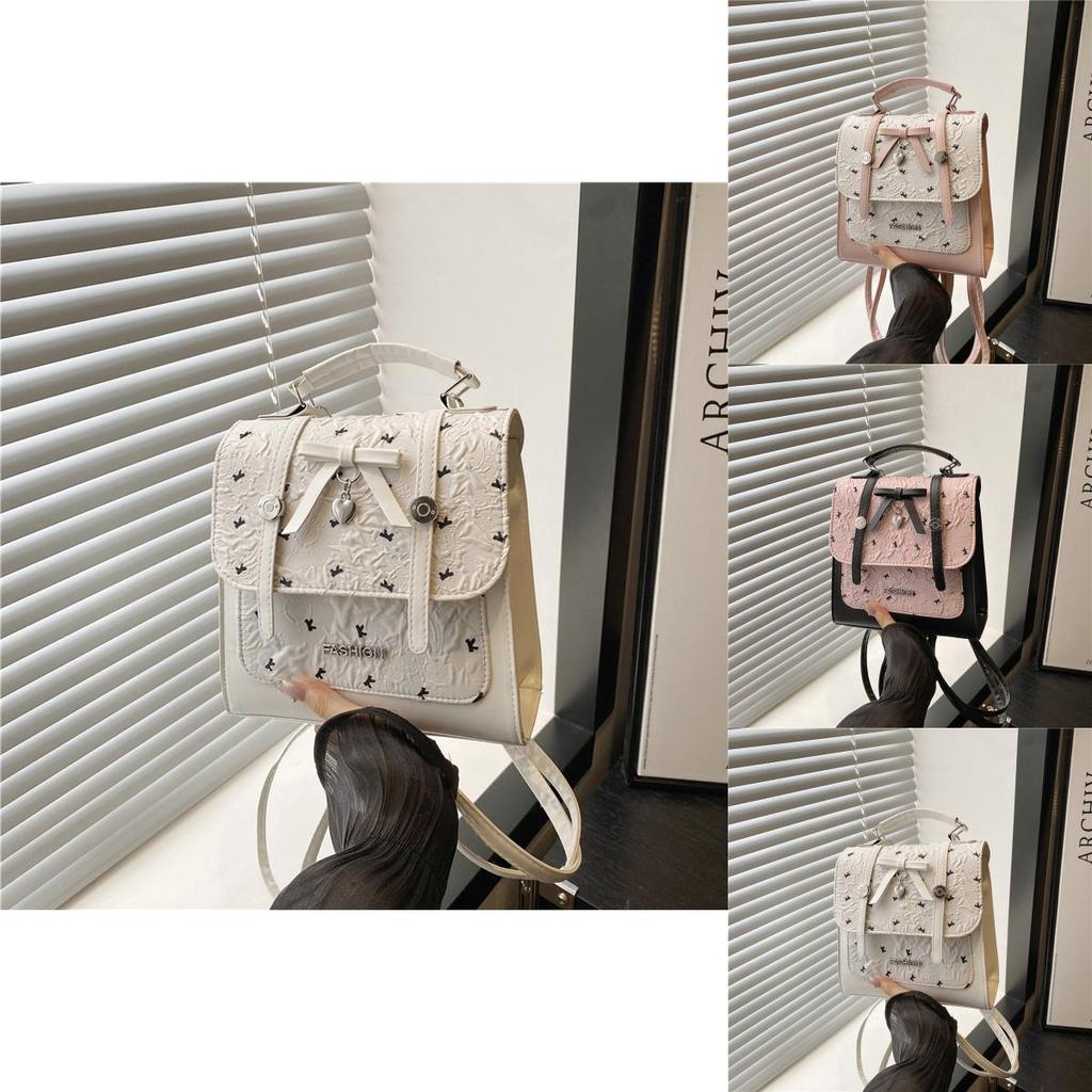 Pu Material Pink Bowknot Handbag With Magnetic Closure For Daily Use