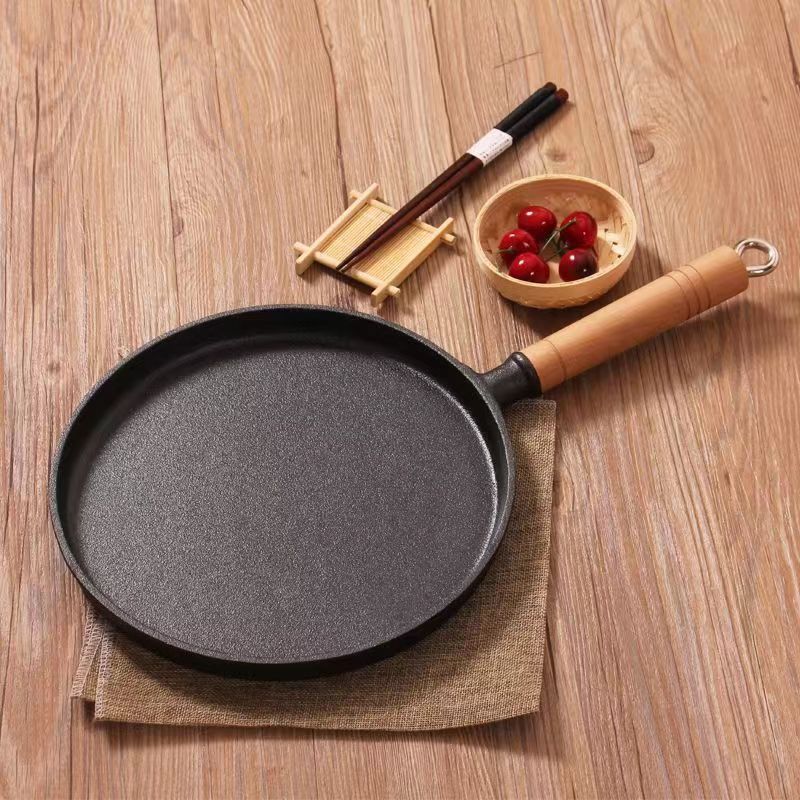 Cast Iron Frying Pan Uncoated Non-stick Egg Pancake Pan Crepe Maker Steak Frying Pot Gas Induction Cooker Kitchen Cookware