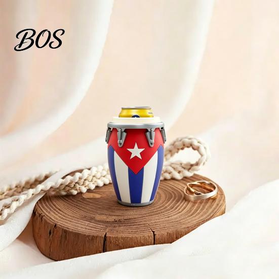 Portable Can Holder Conga Style Soda 3D Printed Classic Drum Shape Universal Flag Pattern 12Oz Standard Cola Beverage Beer Durable