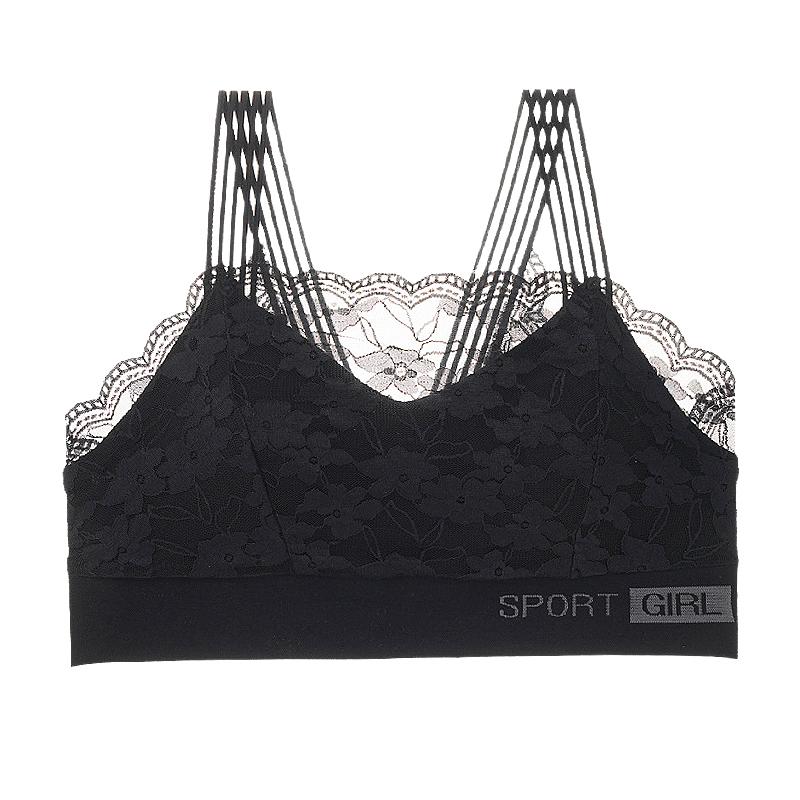 French Style Lace Wireless Sports Bra Women's Sexy Backless Underwear Girl's Innerwear Strapless Bra