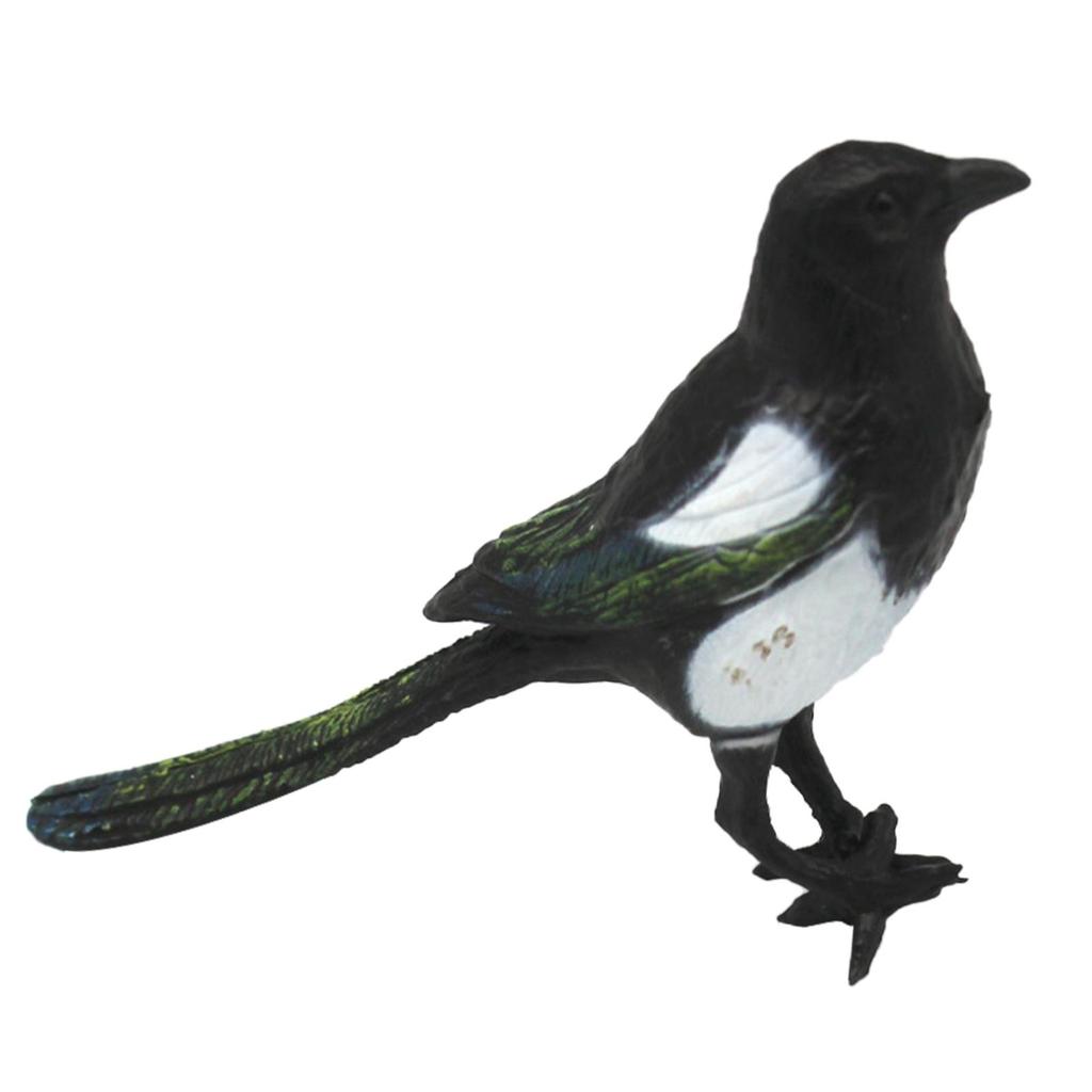 Pájaro de Simulación Urraca Animal Realista Figuras de Pájaros Adorno de Jardín para Fotografía de Jardín Accesorio Césped Micro Paisaje Casa