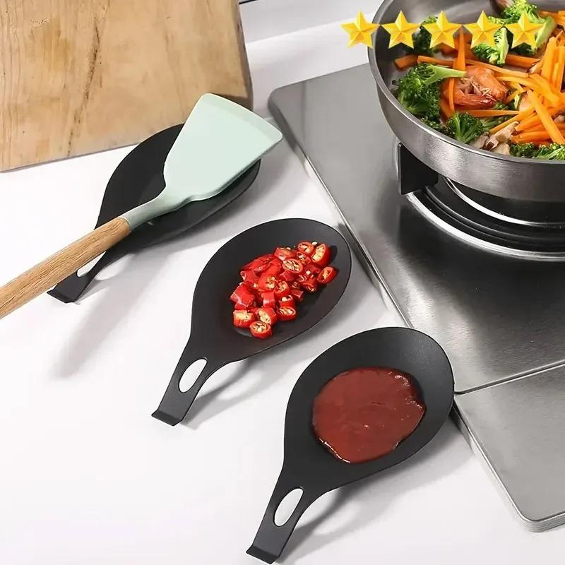 1/2pcs Heat Resistant Silicone Spoon Shelf Chopstick Tray Pot Holder Stove Organizer Utensil Spatula Holder Spoon Pad Kitchen To