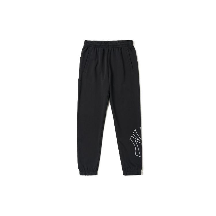 MLB Base Logo Knitted Sweatpants Unisex Black Moderate Cuffed Pants 3ATPB0214-50BKS S