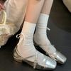 Medium Heeled Mary Jane Single Shoes New Women Shoes Retro Thick Heeled Ballet Shoes Cross Buckle Shallow Soft Sole Shoe 2025