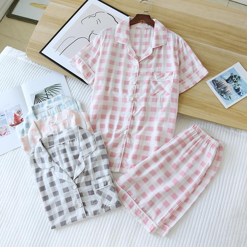Women's Summer Short Sleeve Pajama Set - Loose Fit, Plus Size, Two-Piece with Shorts