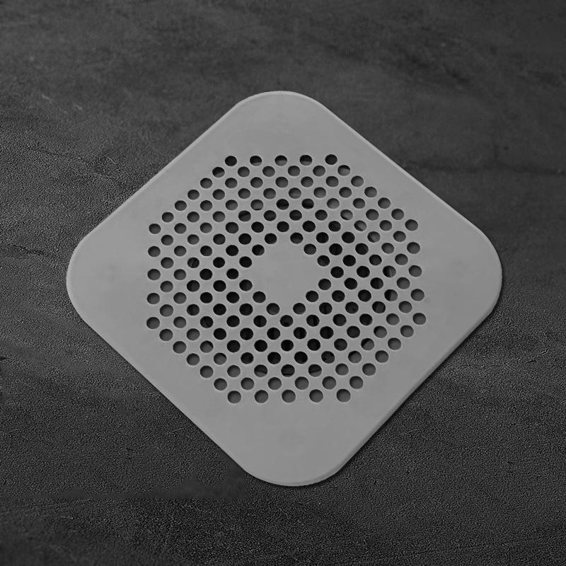 Square Silicone Floor Drain, Sewer Hair Prevention Blocking Floor Drain Cover, Bathroom Toilet Drainage Outlet Floor Drain Pad, Filter Net