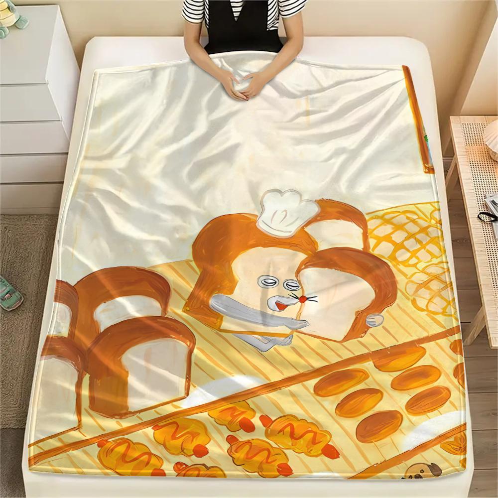 1PC Bread Thief Print Flannel Blanket, High quality All Seasons, Home Decor, Warmth and Comfort, Perfect for Christmas Gifts