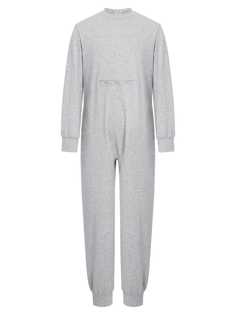 Unisex Special Needs Adaptive Clothing Long Sleeve Anti Strip Invisible Zipper Back Jumpsuit