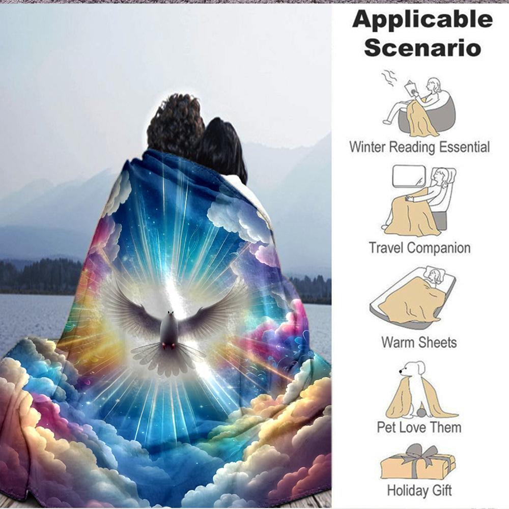 1 Stück Spirituelle Taube Decke, Leichter Flanellfleece mit Digitaldruck, Weich Warm für Sofa, Reisen, Camping, Büro, Couch, Stuhl und Bett, Alle-