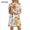 Abiti Da Donna Nuovi Estivi Manica Corta Piante Fiori Abito Largo Casual Stampato Floreale Abito A Linea Abbigliamento Oversize