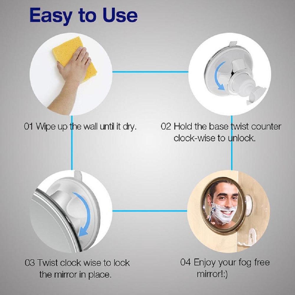 360° Rotates Fogless Makeup Mirror With Holder Suction Cup Shower Shave Round Mirrors Bathroom Washroom Beauty Mirrors