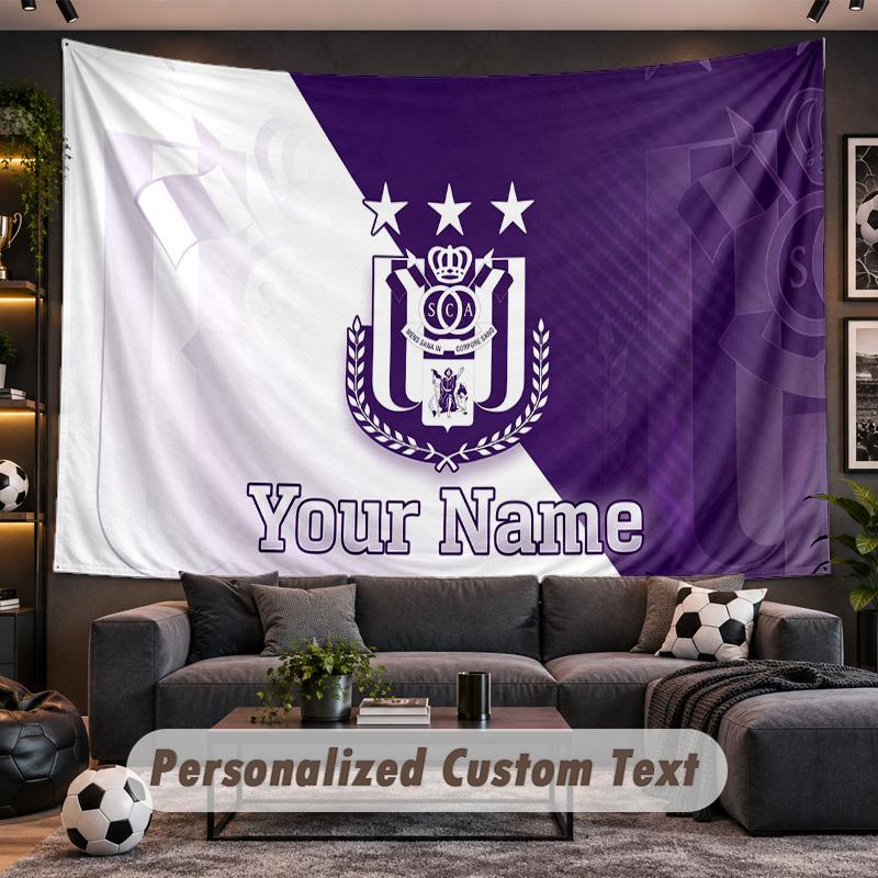 Anderlecht FC Logo Personalized Tapestry Support Custom Name, Wall Art Home Decoration
