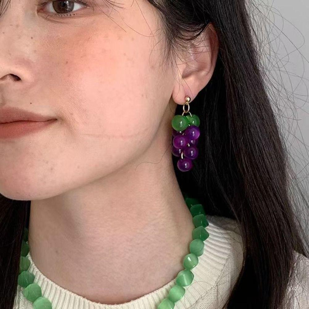 Bohemia Earrings Grape Earrings Korean Style Beads Earrings Creative Fruit Dangle Earring  Vacation