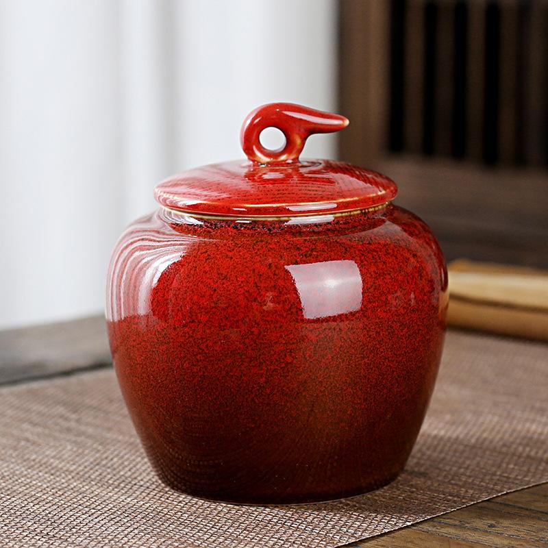 European-style Ceramic Tea Canister Round Gongfu Tea Storage Jar Celadon Sealed Container for Candies Nuts and Spices Kitchen