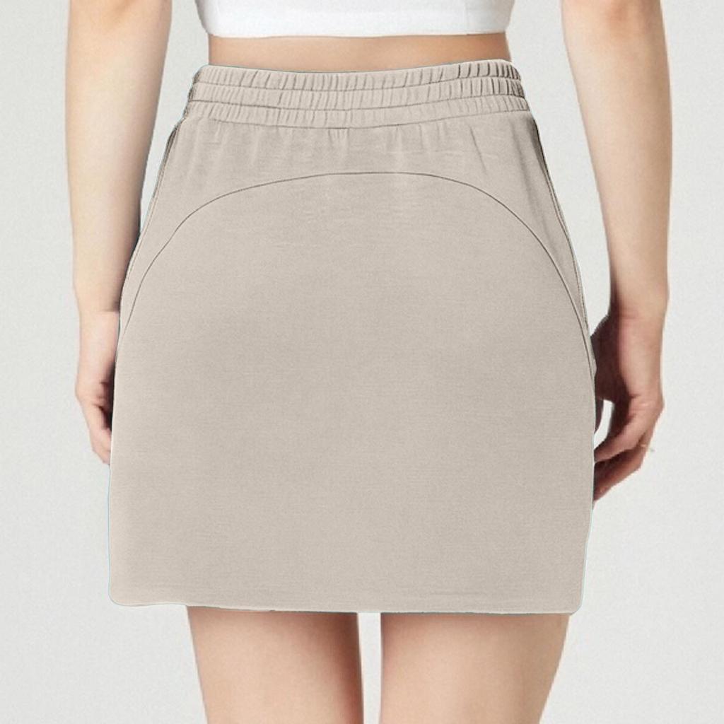 Damen Lässig Einfarbig Kordelzug Sport Fitness Tasche Tennis Kurzer Rock Kurzer Rock